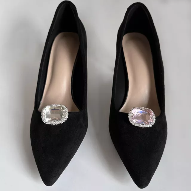 LUXURY SQUARE RHINESTONE Crystal High Heel Buckle Elegant Shoes Clips ...