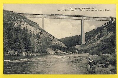 CPA written of jenzat Auvergne viaduct of bland fisherman edges of the sioule train