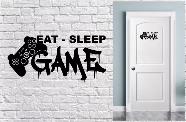 Adesivo da parete camera da letto ragazzi ragazze mangiare gioco dormire ripeti decalcomania da giocatore