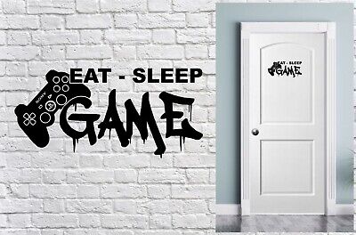 Ragazzi ragazze camera da letto Wall Sticker Eat Sleep Gioco Ripetere Gaming Gamer Decalcomania