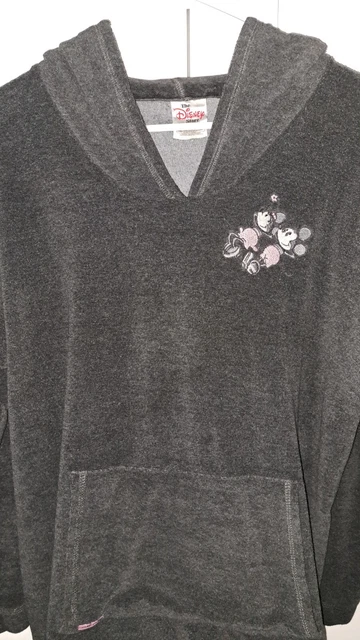 Disney  mickey and minnie 1/4 Pullover Hoodie  Sweatshirt Embroidered Gray XL