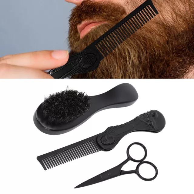 Kit cura barba con pettine pieghevole a spazzola - crea con barba a forma di O