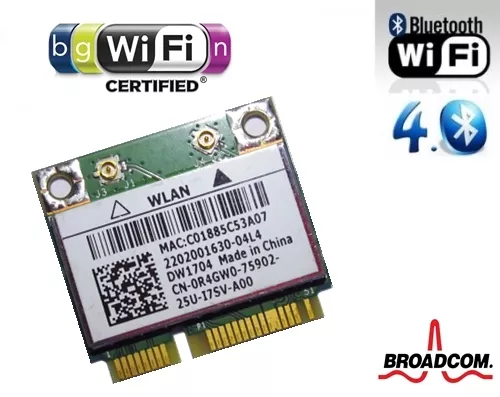 + Broadcom BCM943142HM Windows®10  802.11b/g/n WLAN + Bluetooth Mini PCIe+