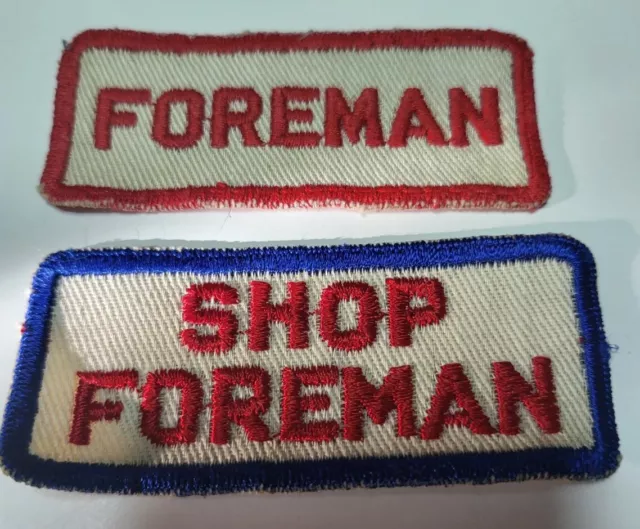 Foreman & Shop Foreman Jacket Patch Employee Uniform Work Automotive Vintage Set