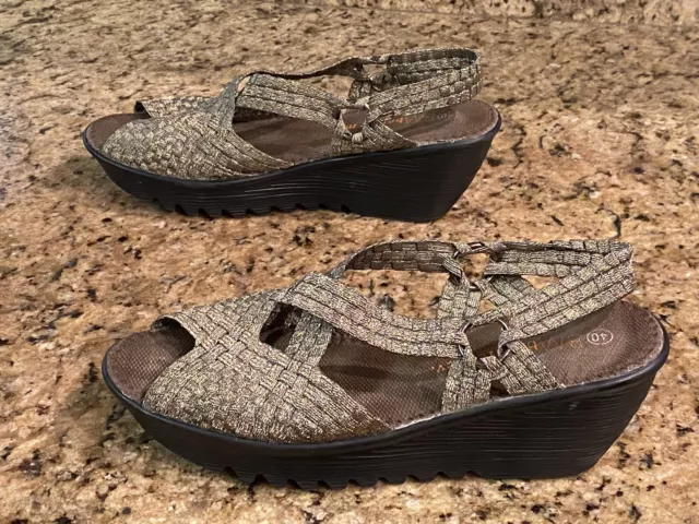 Bernie Mev Lexa Women's Wedge Sandal Size 9 Pewter Memory Foam With Box 2