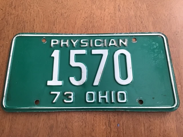 1973 Ohio Physician License Plate Tag