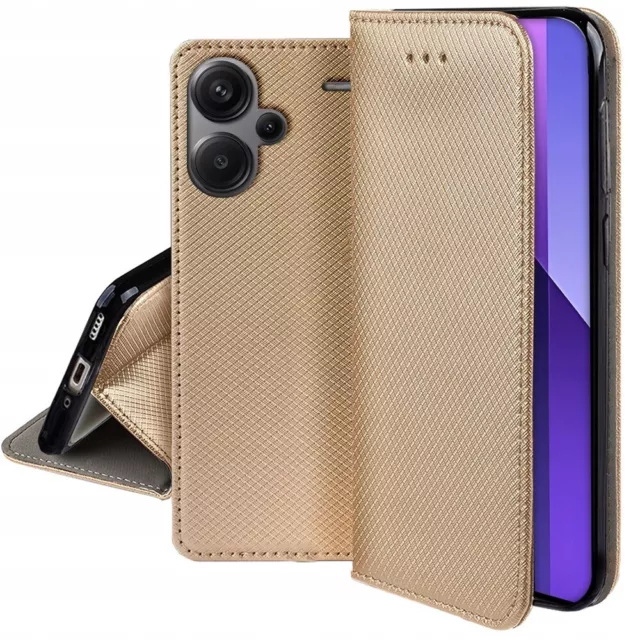 Für Xiaomi Redmi Note 13 Pro Plus - SMART MAGNET Tasche Hülle Etui Case GOLD