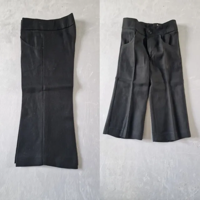 Pantaloni vintage svasati ragazzo -12- 18 mesi - lana polilana nera anni 70 deadstock KB28