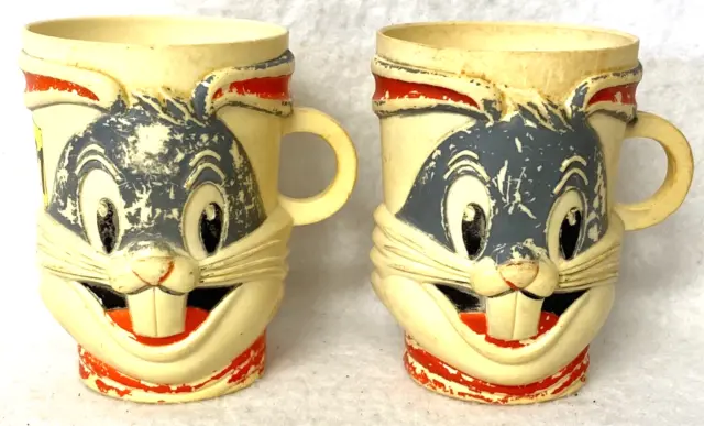 Vintage Bugs Bunny Cup Mug Set Of Two,F&F Mold&Die Works,Dayton,Ohio,Gift,Kids