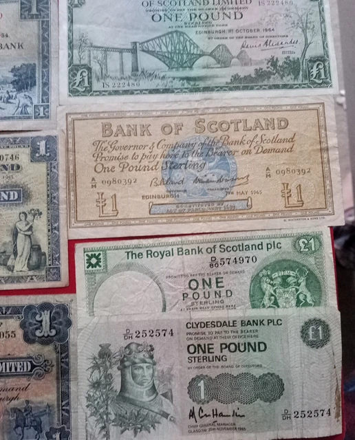 7 X Scotland Banknote Collection~Commercial, British Linen, Royal ...
