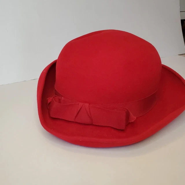 Vintage Red Stetson Womens Hat‎ Fedora With Bow Size 22.5 Vintage 1940s or 50s Stetson Playboy fedora hat in size 6 3  main image 3