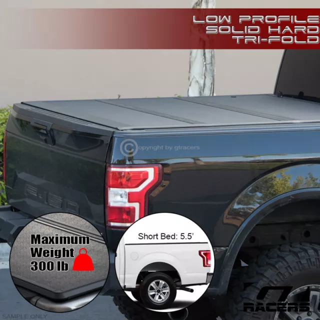 For 2015-2023 Ford F150 5.5'/66" Bed Lo Pro Aluminum Hard Tri Fold Tonneau Cover