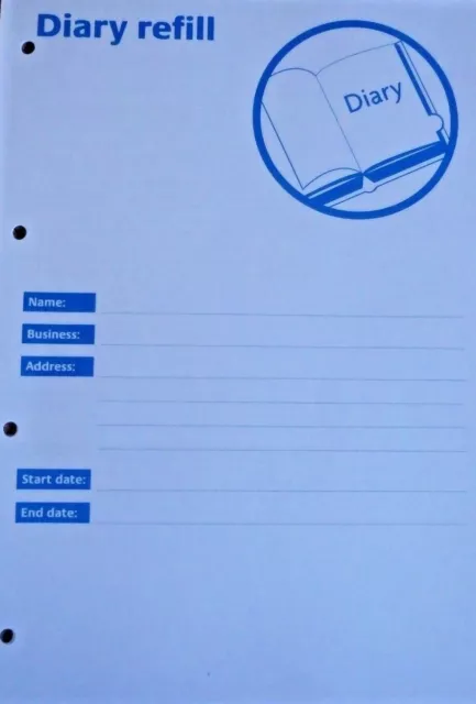 Safer Food Better Business Caterers 24 Month Diary Refill 4 Hole Punched SFBB