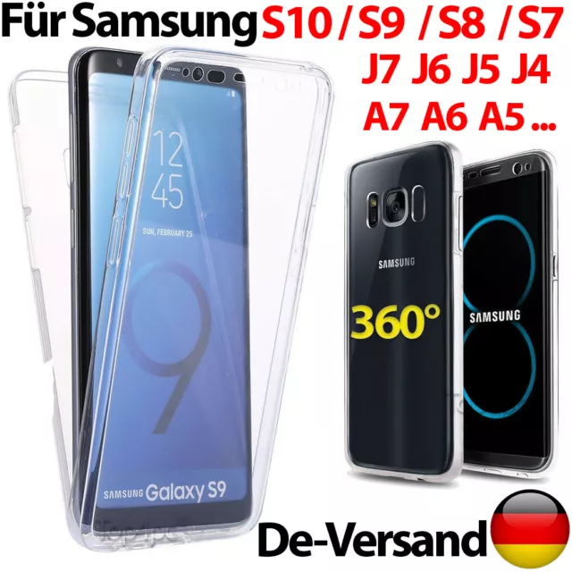 HANDY HÜLLE 360 FULL TPU CASE TRANSPARENT SILIKON COVER Für SAMSUNG S10+ S9 S8