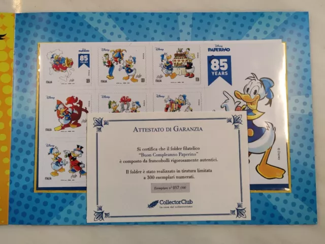 2019 Folder Bolaffi Italia/RSM 85 Anni di Paperino Donald Duck Disney 057/300