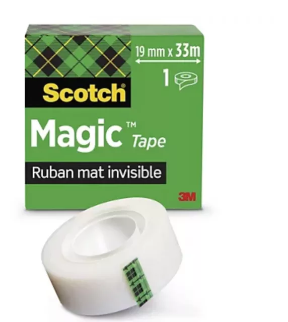 Scotch Magic Tape 3M 19 mm x 33 m transparent opaque et inscriptible