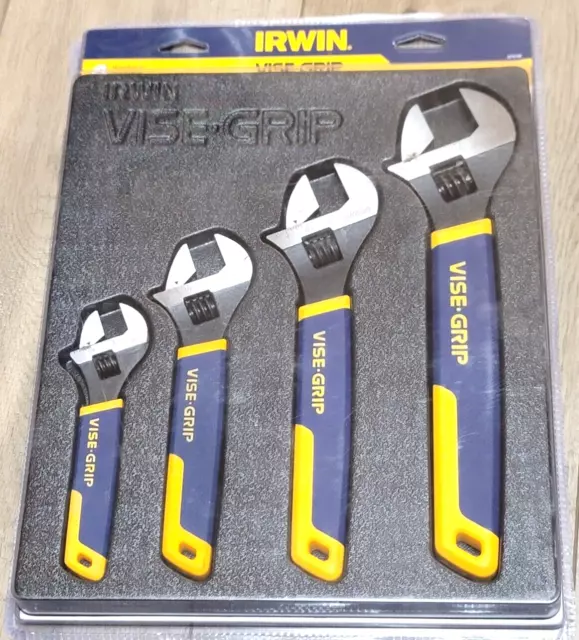 Irwin Vise-Grip 4pc Adjustable Wrench Set w/Soft Grip Handles #2078706