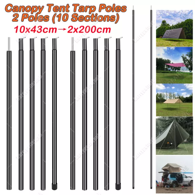 2x2m Telescopic Tent Poles Adjustable Alloy Awning Camping Suppor Rods Tarp Pole