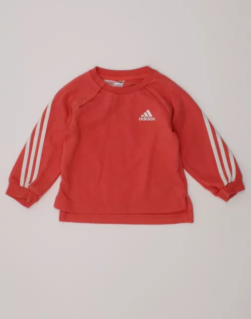 ADIDAS Baby Girls Sweatshirt Jumper 6-9 Months Red Cotton GX08