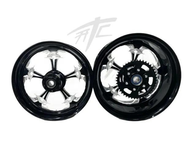 240 Fat Tire Black Contrast Street Fighter Wheels 01-05 Suzuki Gsxr 600 750