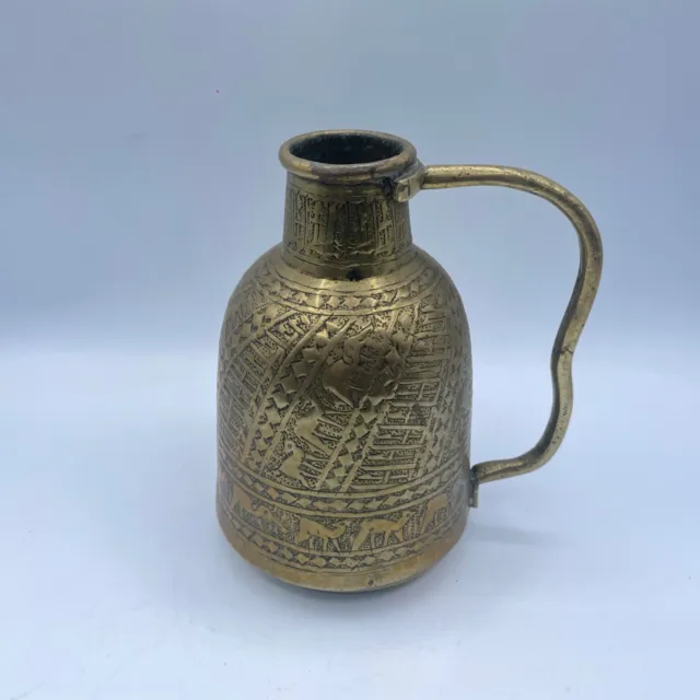 Jug Pitcher Egyptian Brass Wine bulbous shape Retro With Handle Elephants