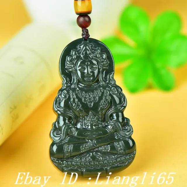 China Natürliche Hetian Jade Guanyin KwanYin Buddha Amulett Anhänger Halskette