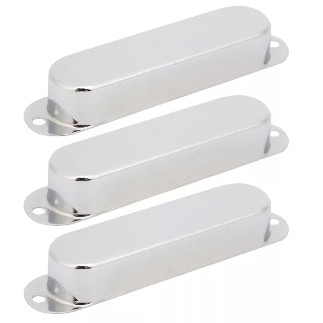 (silver)3Pcs Closed Pickup Cover Guitar Single Coil Pickup Covers No Hole Brass