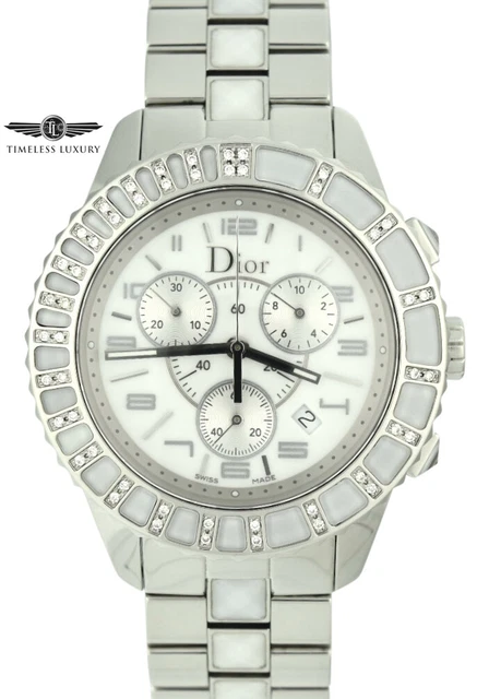 Ladies Dior Cristal CD114311 Chronograph 38mm Sapphire & Diamond Watch MINT