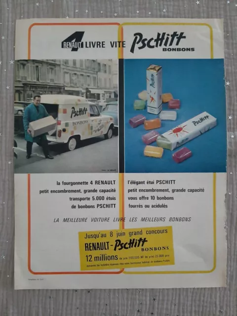 Pub de presse ancienne Pschitt Renault 4L - Old paper advertisement de 1962
