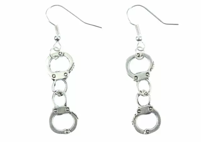 Handschellen Ohrringe Miniblings Hänger Polizei Handcuffs Handfesseln Mini