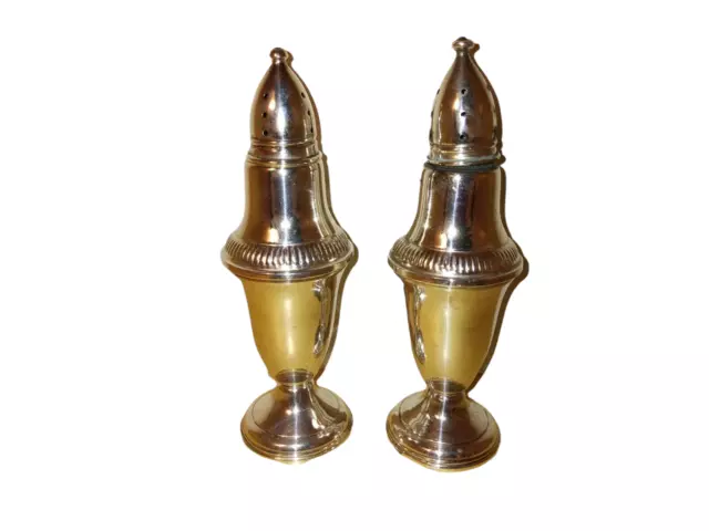 Columbia Vintage Sterling Silver Salt & Pepper Shakers Weighted Glass Old