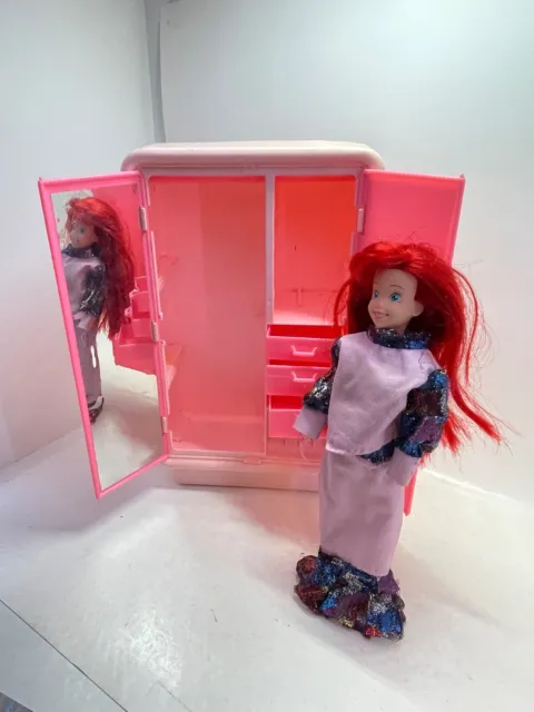 1977 Barbie Dream Furniture Collection Armoire with DOLL PRINCESS DISNEY ARIEL