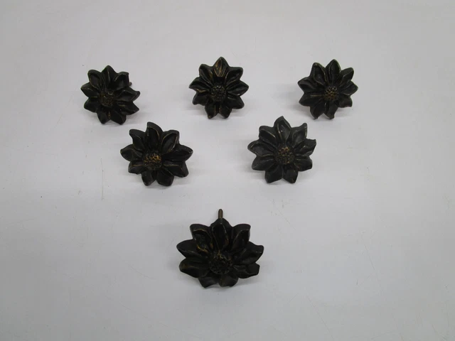 6 Vtg Cast Iron Daisy Sunflower Flower Floral Curtain Drapery Tie Back Tiebacks