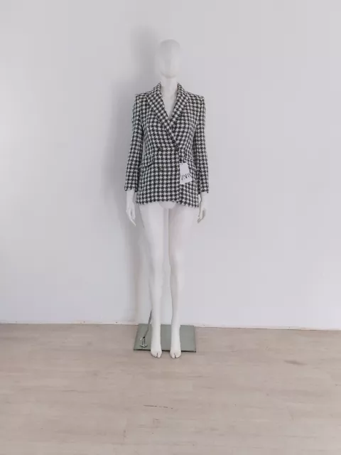 ZARA Ecru Sequinned Tweed Blazer Jacket Pearl Bloggers 2425/656 S SMALL UK 8