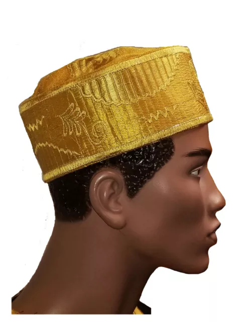 Gold Embroidered African Hand Woven ASO Oke Hat DPH490 3