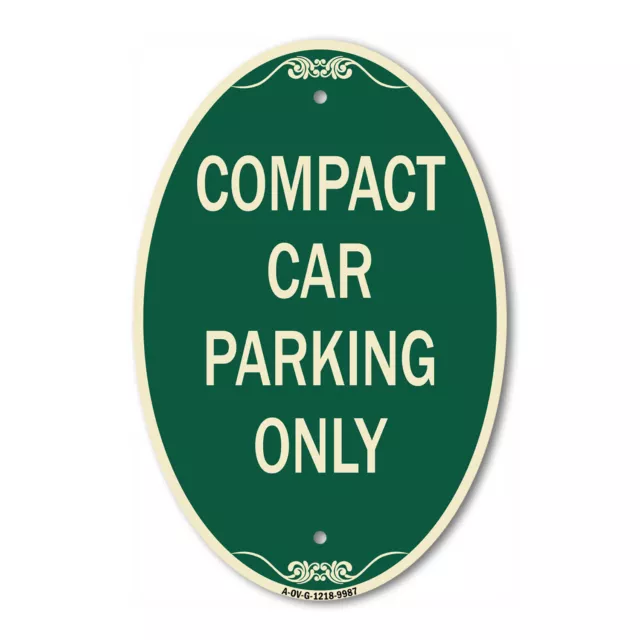 Designer Series Oval - Compact Car Parking Only Green & Tan Heavy-Gauge Aluminum