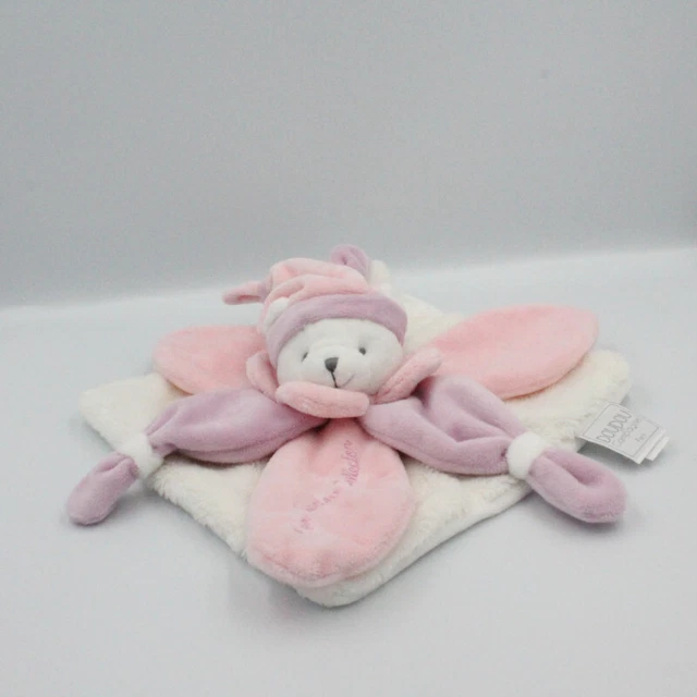 Doudou et compagnie plat ours blanc rose parme Collector J'aime mon doudou - 232