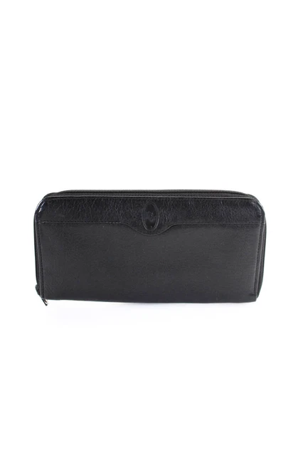 Christian Dior Womens Leather Zippy Wallet Black