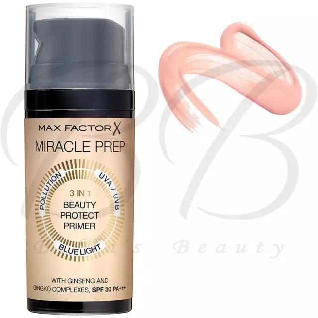 MAX FACTOR Miracle Prep 3-in-1 Beauty Skin Protect Face Primer SPF-30 30ml *NEW*