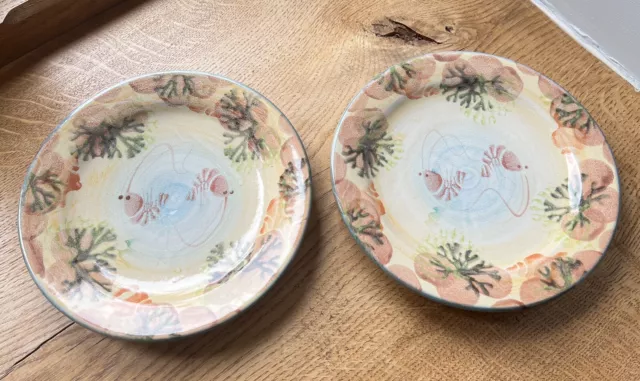 🦐 Tain Pottery (Highlands Scotland) ~ Shandwick ~ 2 x Side Plates 🦐