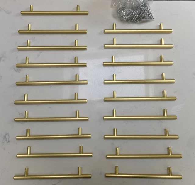 HOWDENS 19X BRUSHED Brass Effect T Bar Cupboard Kitchen Handle HKB6800