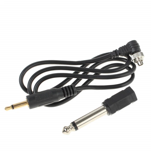 Cable síncrono de flash JJC para sincronización de PC en clavija de 3,5 mm - incl. adaptador de 6,35 mm