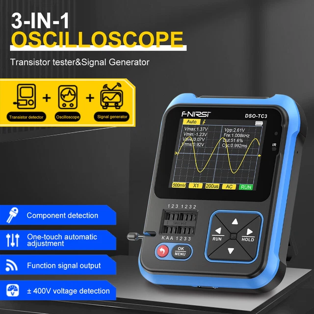 1 Set TC3 3 In 1 Handheld Digital Oscilloscope 2.4" Display Transistor Tester