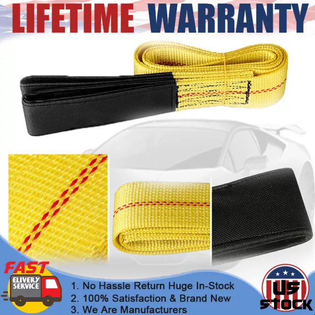 6'X 2" Tow Strap Rope Holds 9000lb Towing Recovery Car Cable Towing Heavy Duty