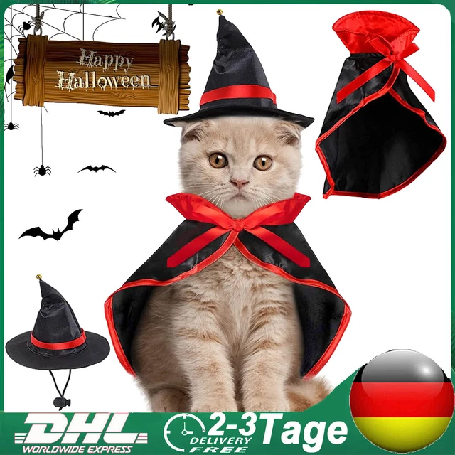 Halloween Hund Katze Kostüm Umhang Hut Haustier Vampir Zaubererhut Kleidung