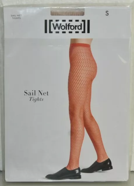 $67 NEW Wolford SAIL NET FISHNET TIGHTS Matte Finish Petal Pale Pink Rose S