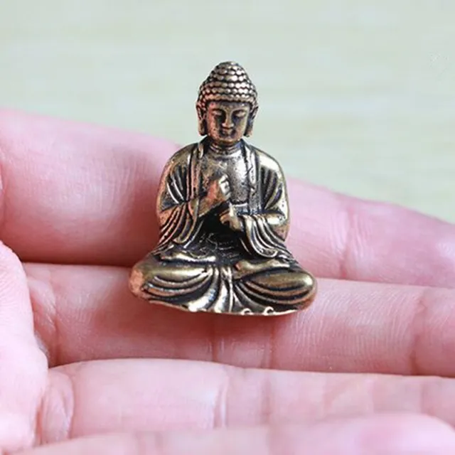 Small Statue lucky Chinese Buddhism Pure Copper Brass Bronze Sakyamuni Buddha
