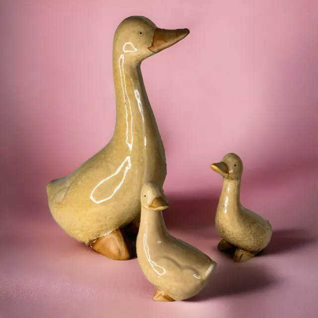 3 Vintage Porcelain Figurines Goose / Duck / Geese Large