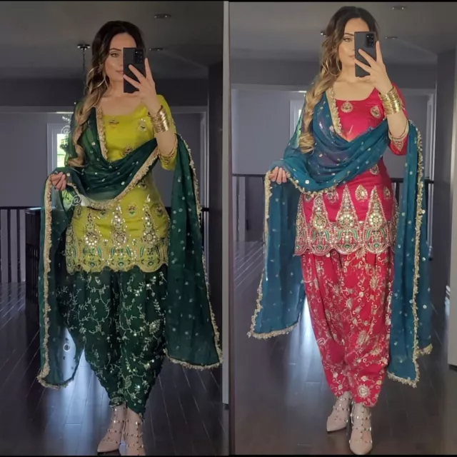 Abito Bollywood Abito Pakistano Indiano Matrimonio Dhoti Top Salwar Kameez...