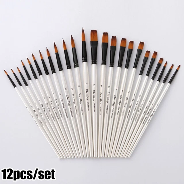 12PCS Professionale Pennello Set Nylon Capelli Artista Acrilico Pittura a Olio